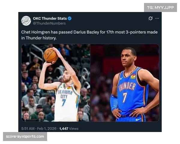 雷霆换22套首发仍西部第一但受干扰三分命中率第26位